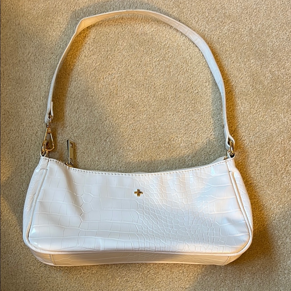 White Crocodile Baguette Shoulder Bag